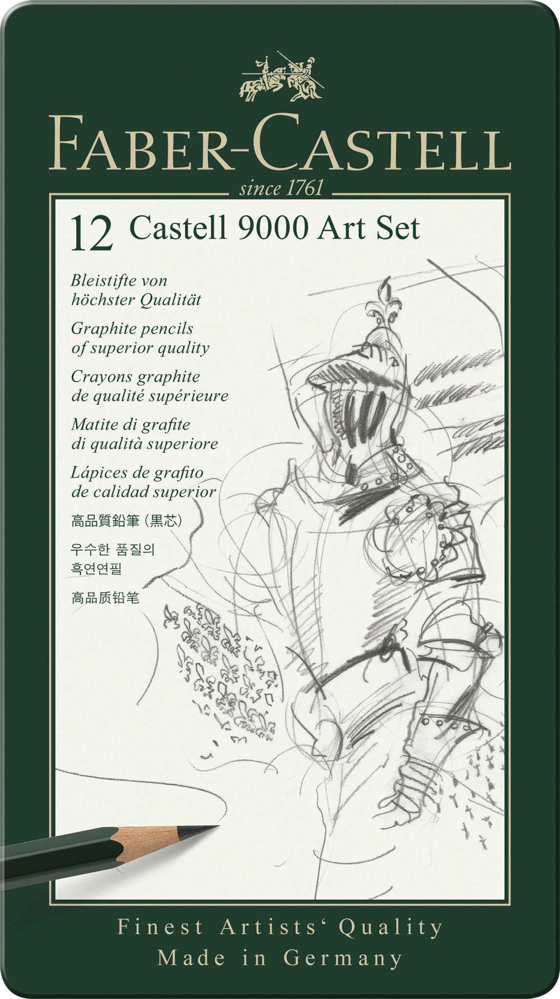 FABER CASTELL Crayon graphite Castell 9000 Art boîte métal 12x