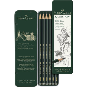 FABER CASTELL Crayon graphite Castell 9000 Sélection boite métal 6x