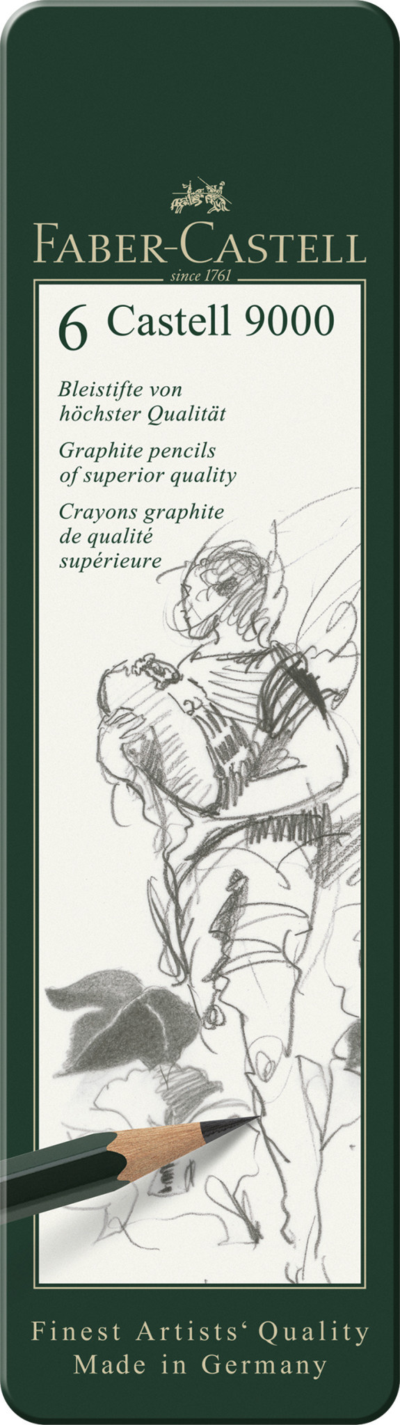 FABER CASTELL Crayon graphite Castell 9000 Sélection boite métal 6x