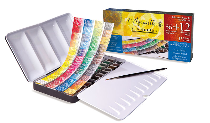 SENNELIER Boite aquarelle XF 36 1/2 godets + 12 offerts