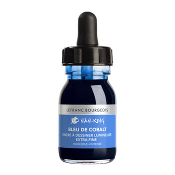 LEFRANC BOURGEOIS Encre de couleur Nan-King flacon 30ml Bleu cobalt