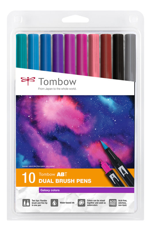 TOMBOW ABT Dual Brush Pen, Set De 10, Couleurs Galaxy