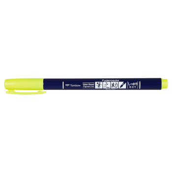 TOMBOW Feutre Brush Fudenosuke, Pointe Dure, Jaune Néon