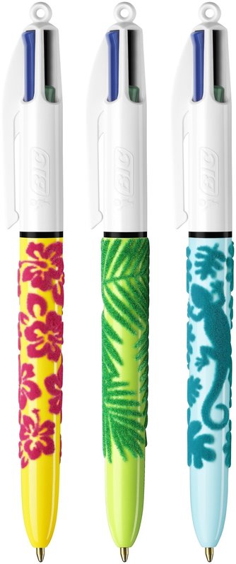 BIC Stylo 4 Couleurs Velours Pointe Moyenne - Modèles Aléatoires