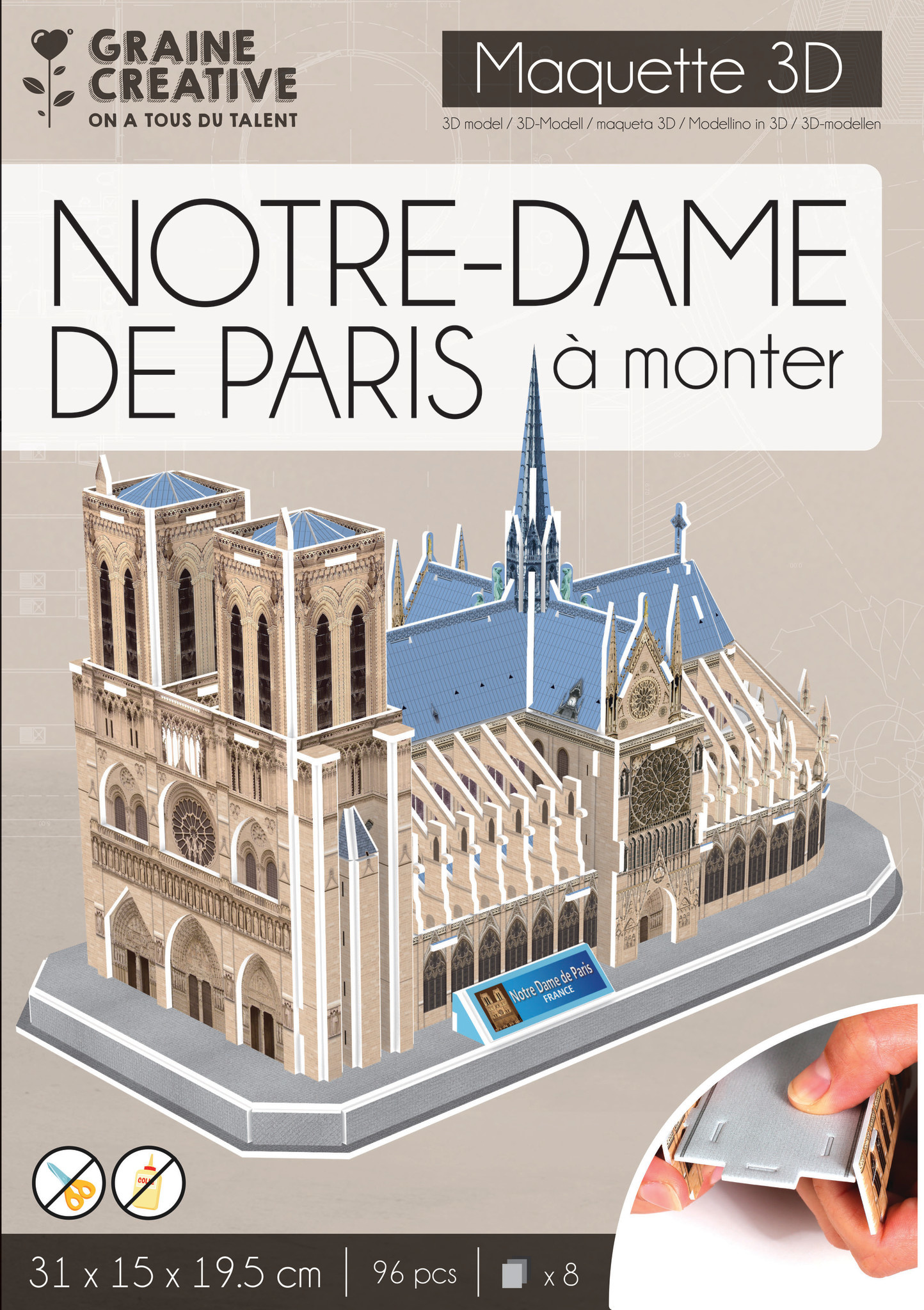 GRAINE CREATIVE Maquette 3D Mousse Notre Dame