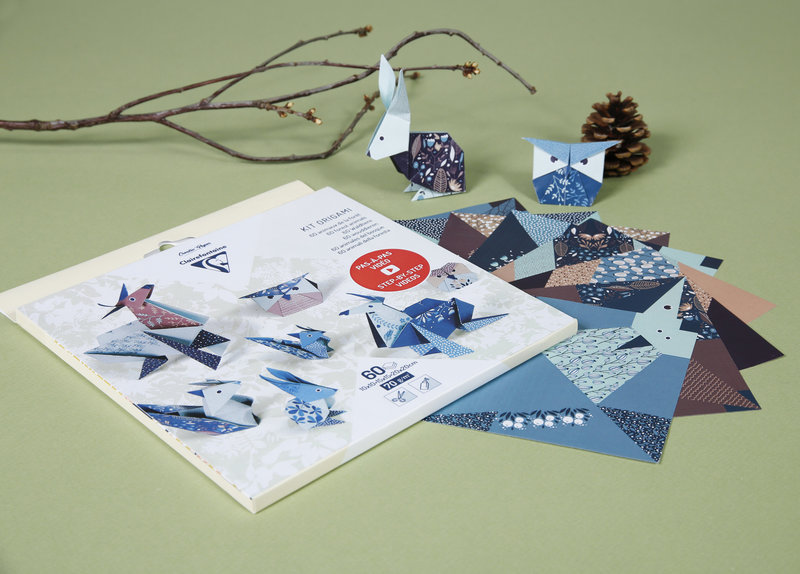 CLAIREFONTAINE Kit Origami, Pochette De 60 Feuilles 10X10Cm  15X15Cm  20X20Cm 70G, Décor Animaux