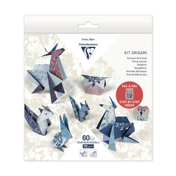 CLAIREFONTAINE Kit Origami, Pochette De 60 Feuilles 10X10Cm  15X15Cm  20X20Cm 70G, Décor Animaux