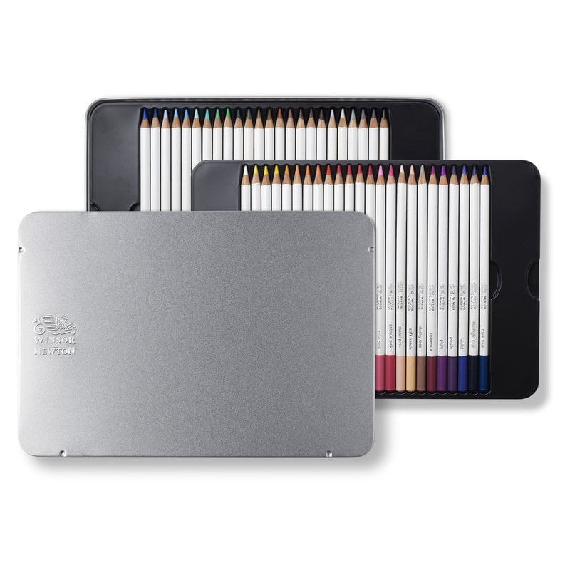 WINSOR & NEWTON Studio collection - Metal box with 48 thick and soft lead watercolor pencils