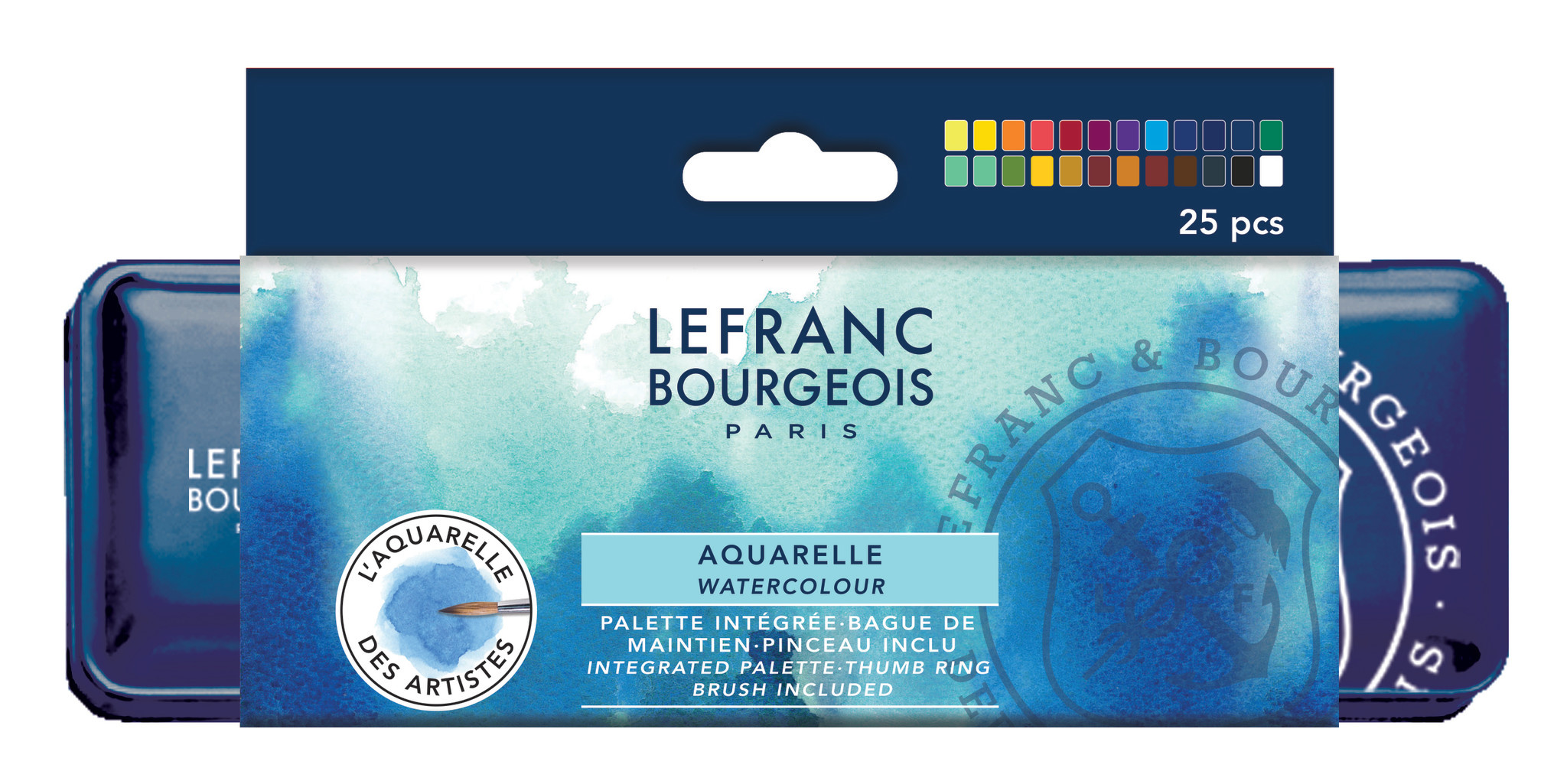 LEFRANC BOURGEOIS Boite métal Aquarelle fine 24 demi-godets