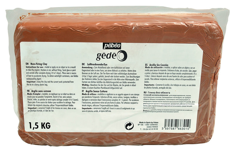 PEBEO Gédéo Argile Sans Cuisson Pain De 1,5 Kg Rouge