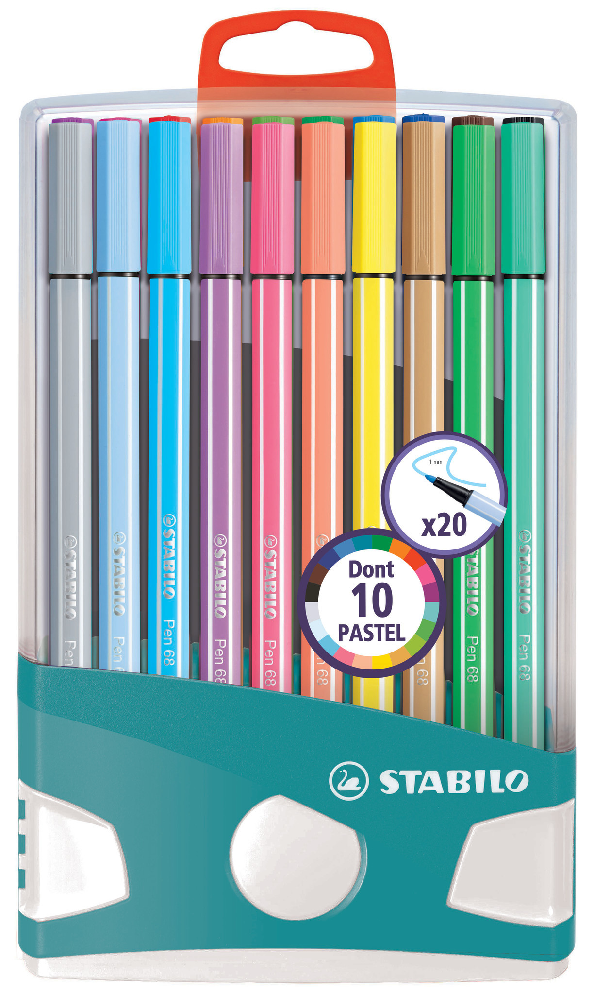 ColorParade de 20 feutres de dessin STABILO Pen 68 boîtier gris/fuchsia -  BuroStock Guyane