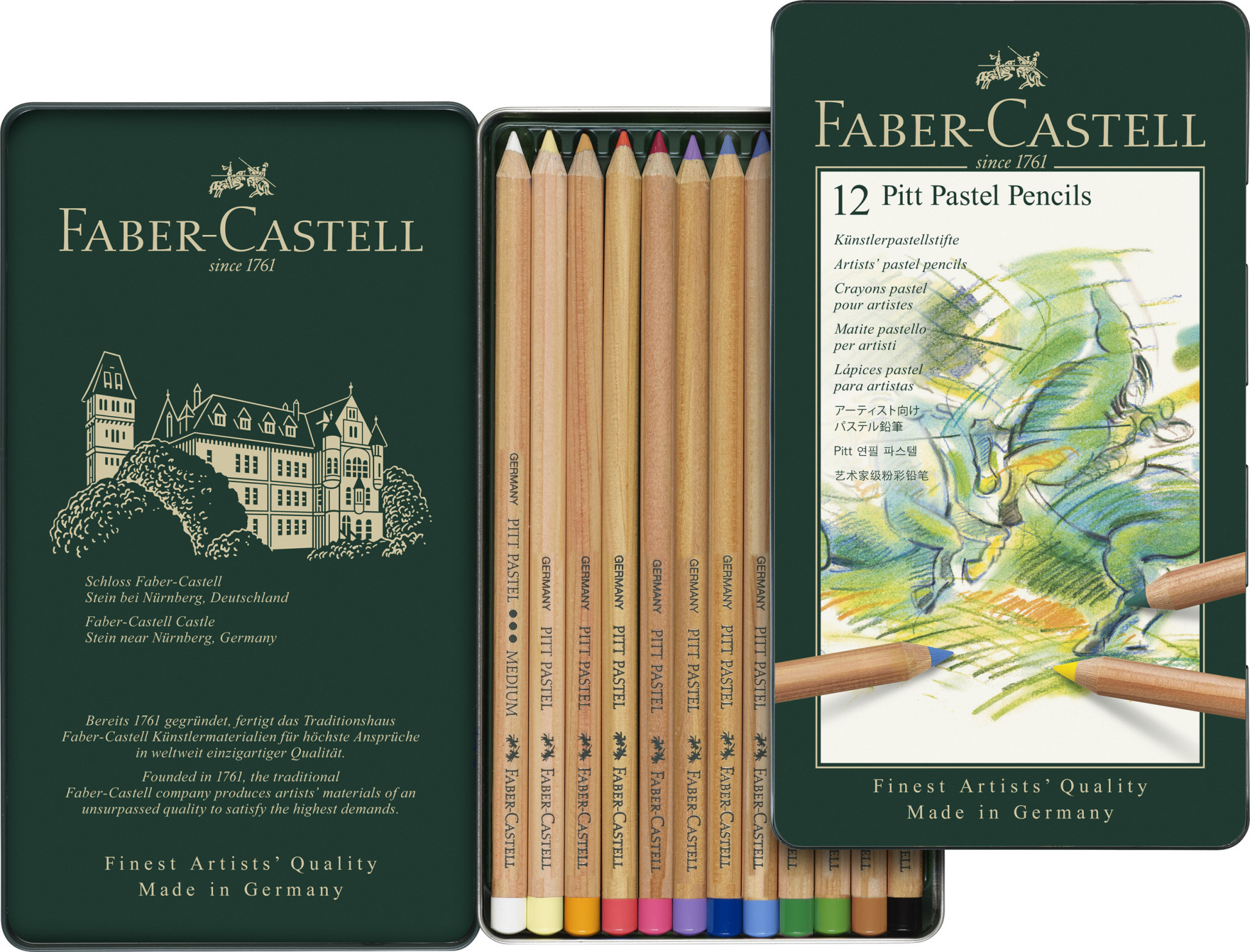 FABER CASTELL Crayons Pitt Pastel boîte métal 12x