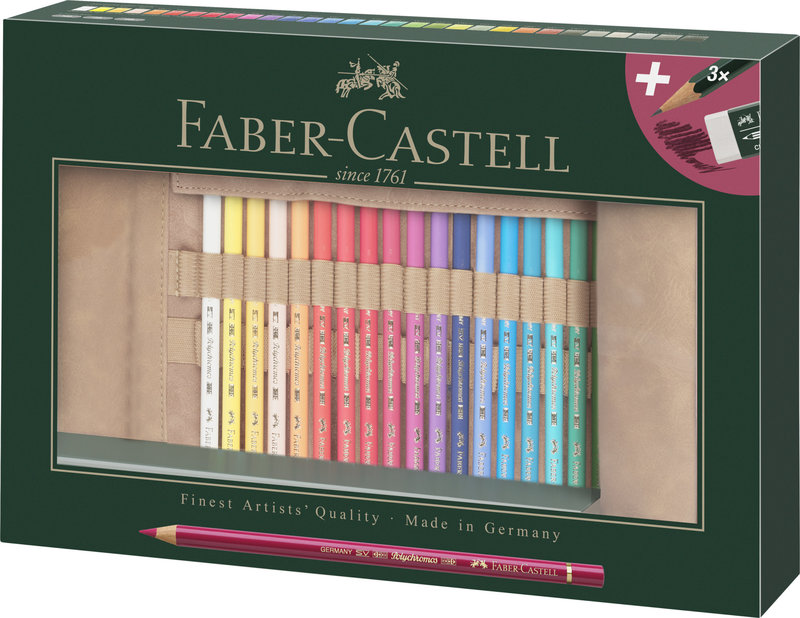 FABER CASTELL Set of 30 Polychromos colored pencils + acc