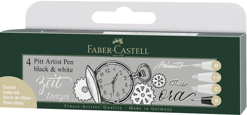 FABER CASTELL Feutres Pitt Artist Pen Noir&Blanc poch.4x