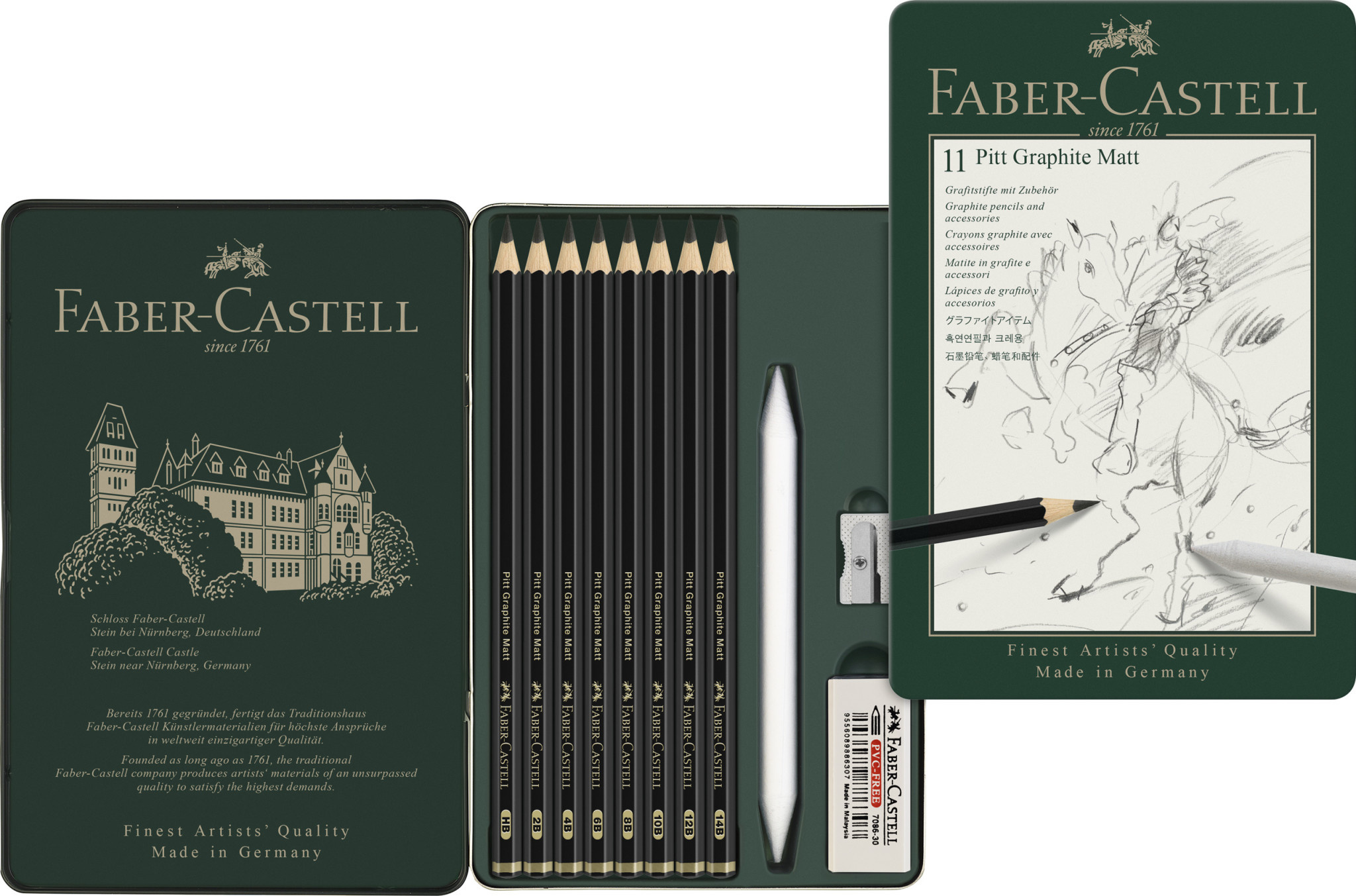 FABER CASTELL Set Pitt Graphite Matt boîte métal de 11