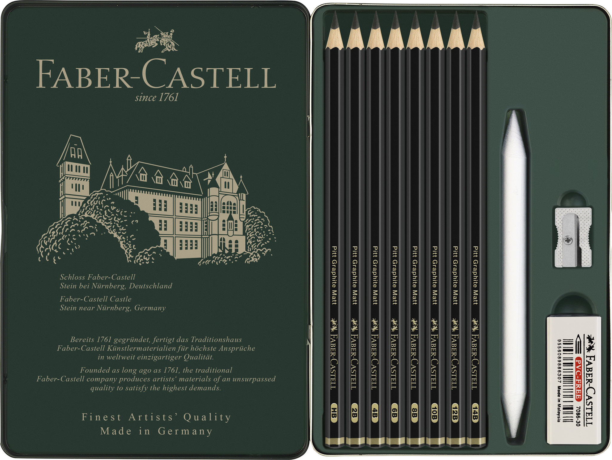 FABER CASTELL Set Pitt Graphite Matt boîte métal de 11