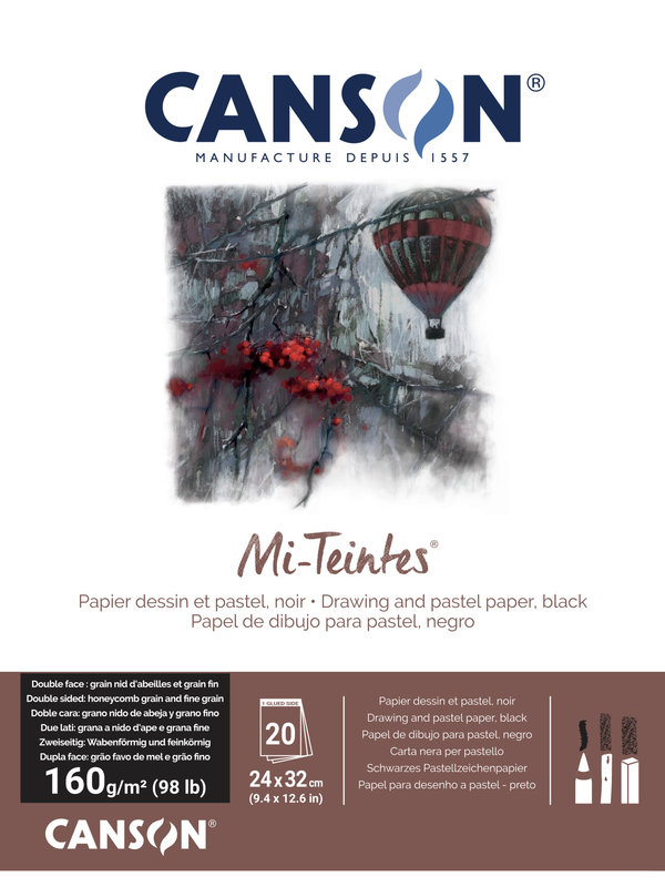 CANSON Bl 20Fl Mi-Teintes®  24x32cm 160G Noir