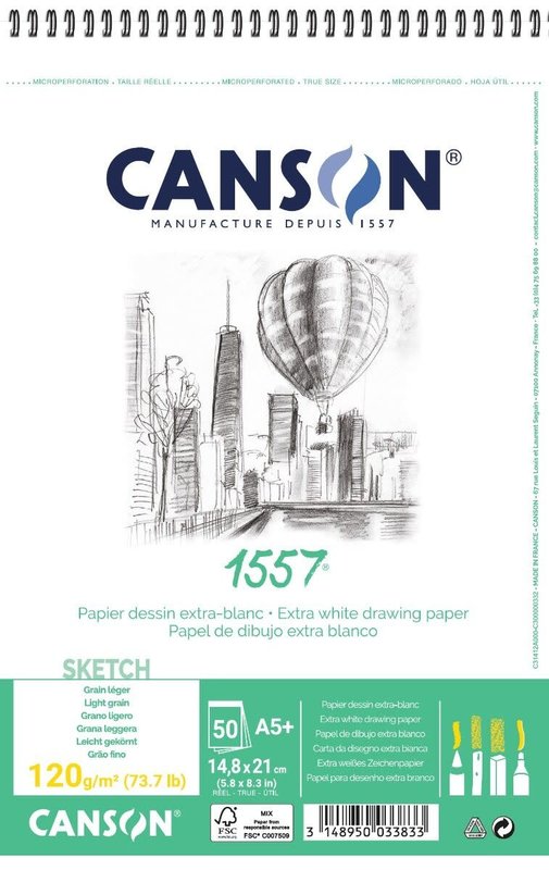 CANSON Al 50Fl Spirale 1557®  A5 120G Croquis