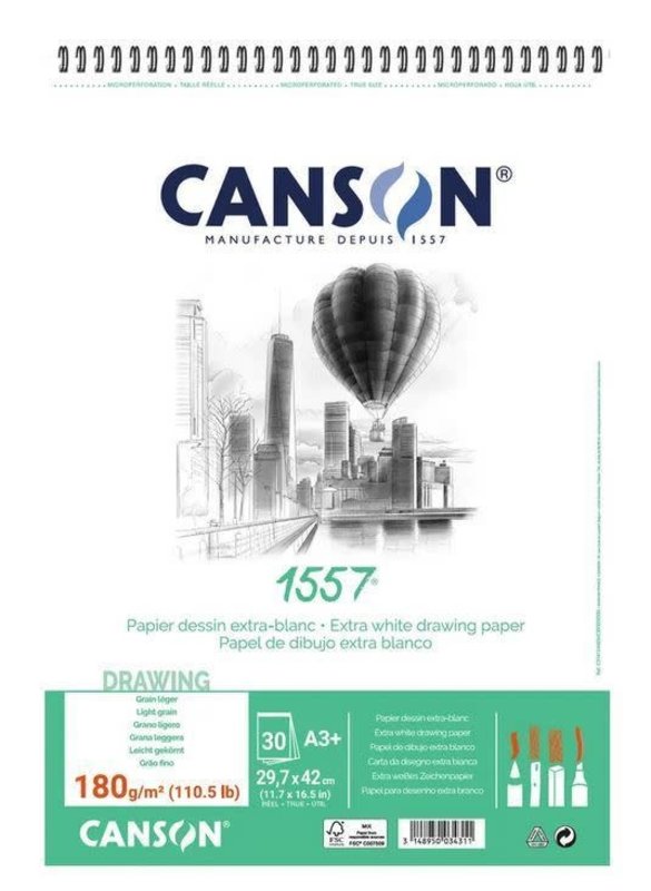 CANSON AL 30FL SPIRALE 1557®  A3 180G DESSIN