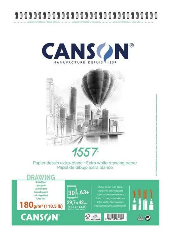 CANSON Album 30Fl Spirale 1557®  A3+ 180G Dessin