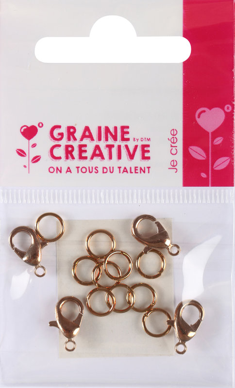 GRAINE CREATIVE Sachet De 4 Fermoirs Mousquetons Coloris Bronze 12Mm Avec Anneaux