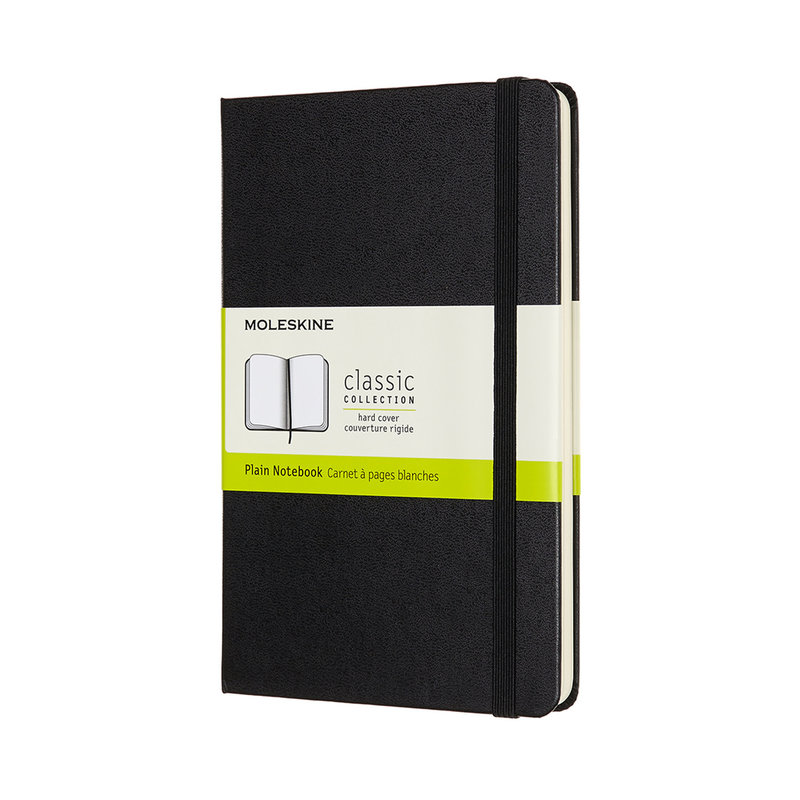 MOLESKINE Carnet Classique Format Médium pages blanches Noir Couverture rigide 11,5x17,5cm