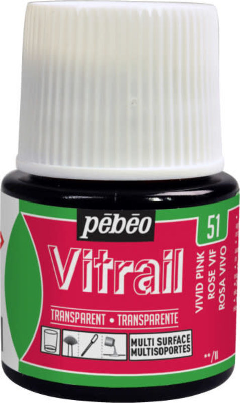 PEBEO Vitrail Transparent 45 Ml Rose Vif