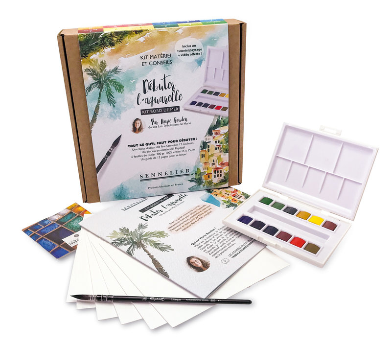 SENNELIER Set découverte La Petite Aquarelle - Thème bord de mer Kit Marie Boudon