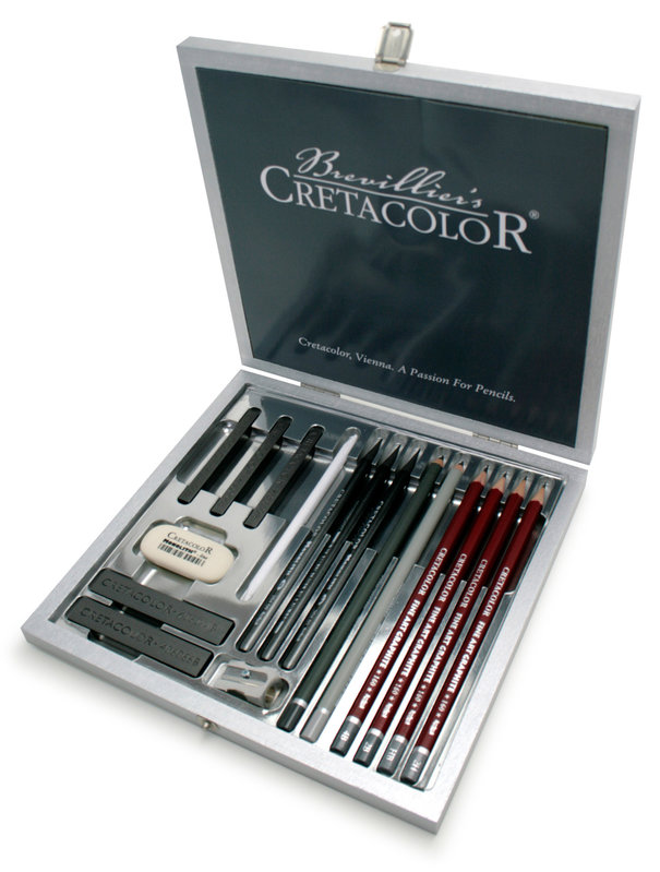 CRETACOLOR Coffret bois Beaux Arts Silver Box 17 pièces