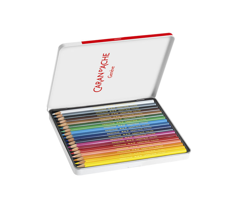 CARAN D'ACHE Metal box of 18 permanent colored pencils