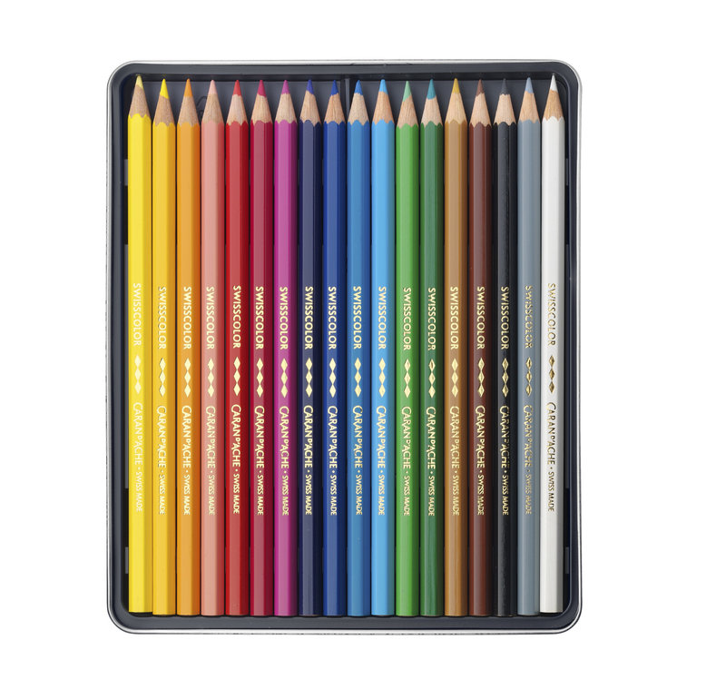 CARAN D'ACHE Metal box of 18 permanent colored pencils