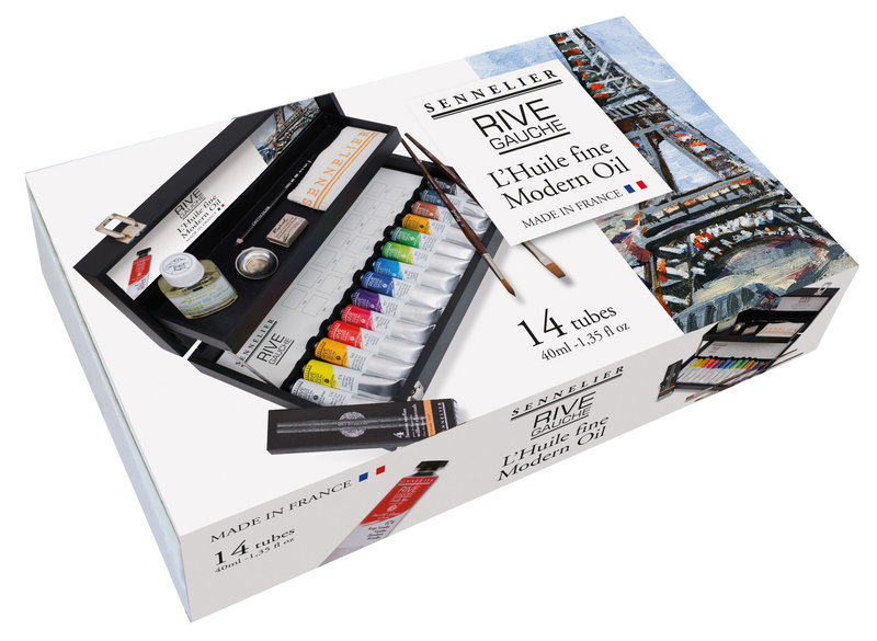 SENNELIER Coffret noir Huile Rive Gauche 14 Tubes 40ml