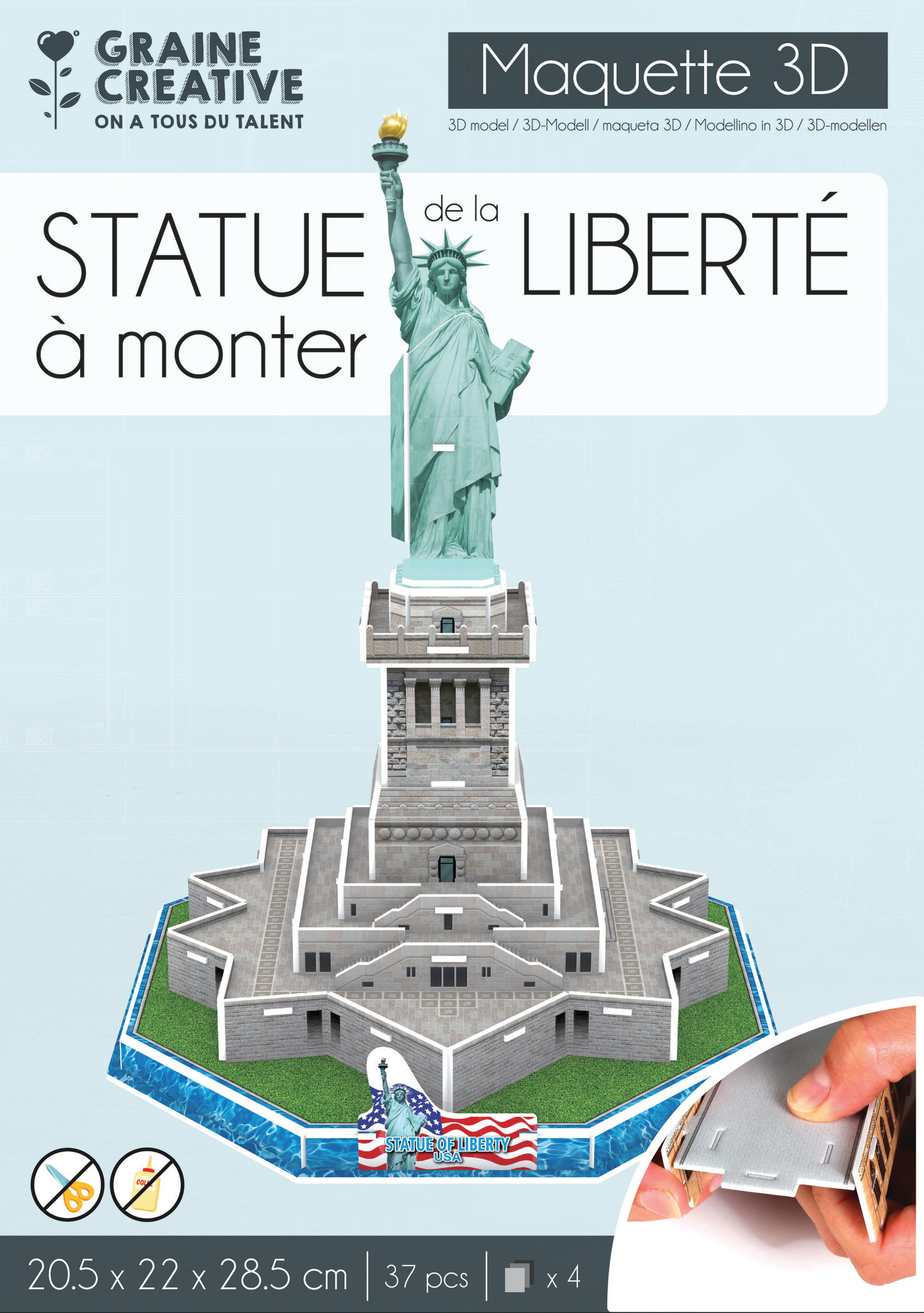 GRAINE CREATIVE Maquette 3D Mousse Statue De La Liberte
