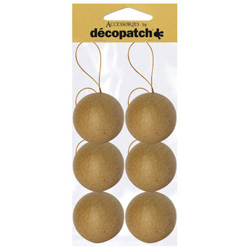 DECOPATCH Bag of 6 balls with golden cord 6cm