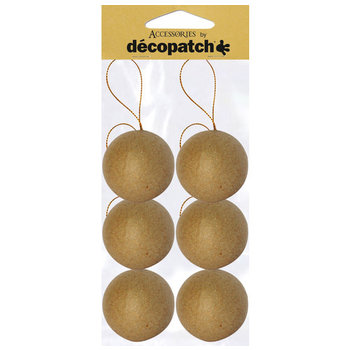 DECOPATCH Sachet de 6 boules avec cordon doré 6cm