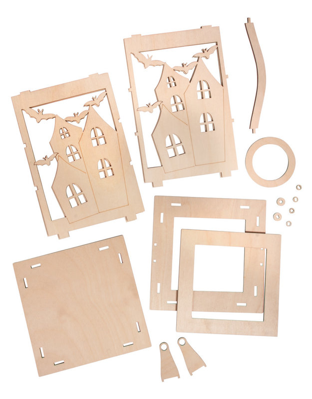 RAYHER Lanter.bois Chauve-souris,FSC Mix Credit, nature, 15,3x15,3x26,5cm,15 parties, boîte 1kit