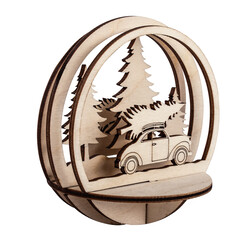 RAYHER Pce insér. Voiture+arbre, FSC Mix Credit, nature, 9,5cm ø, 5pces, sct.-LS 1kit