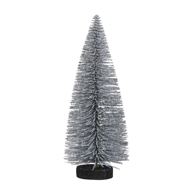 RAYHER Decorative micaceous tree, 15cm, silver, PVC box 3pcs