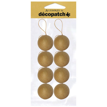 DECOPATCH Sachet de 8 boules avec cordon doré 5cm 2024