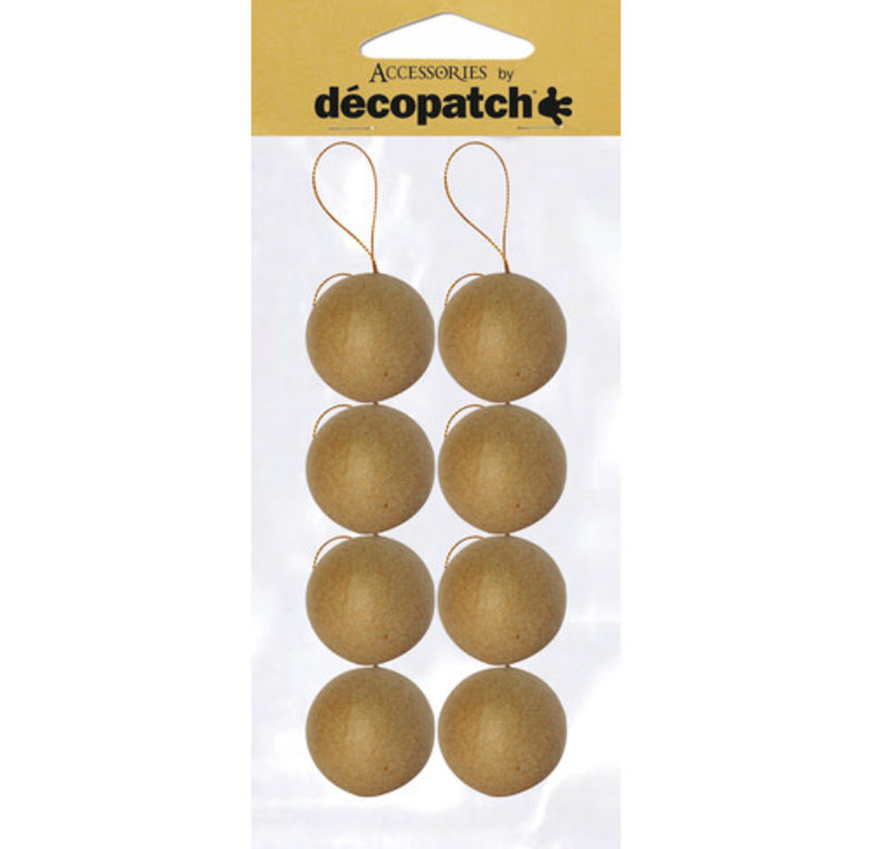 DECOPATCH Sachet de 8 boules avec cordon doré 5cm