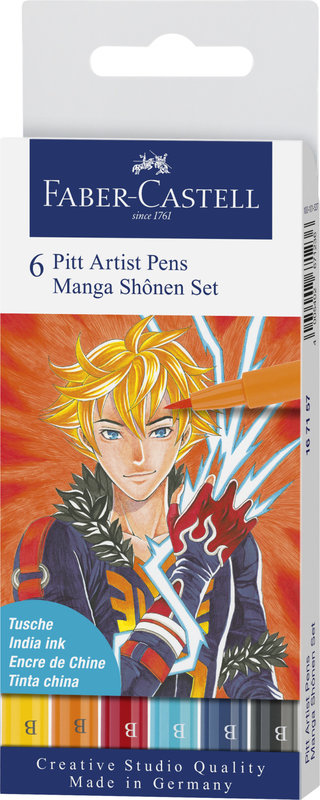 FABER CASTELL Feutres Pitt Artist Pen Manga Set 6X Shônen