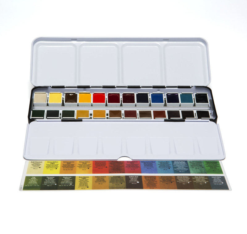 DANIEL SMITH Coffret métal de 24 ½ godets d'aquarelle extra-fine + coffret métal 24 ½ godets vides offert