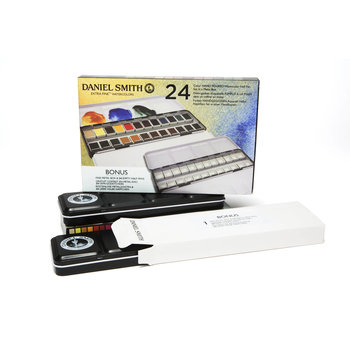 DANIEL SMITH Coffret métal de 24 ½ godets d'aquarelle extra-fine + coffret métal 24 ½ godets vides offert