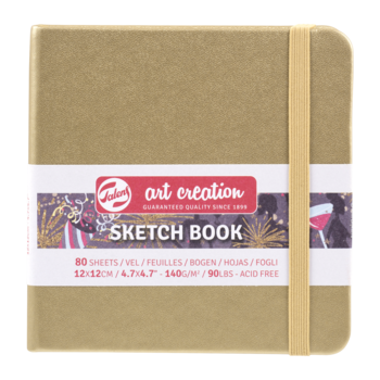 TALENSARTCREATION Cahier de Croquis Or Blanc 12 x 12 cm 140 g 80 Feuilles