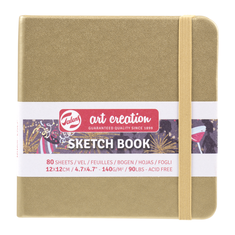 TALENSARTCREATION Cahier de Croquis Or Blanc 12 x 12 cm 140 g 80 Feuilles