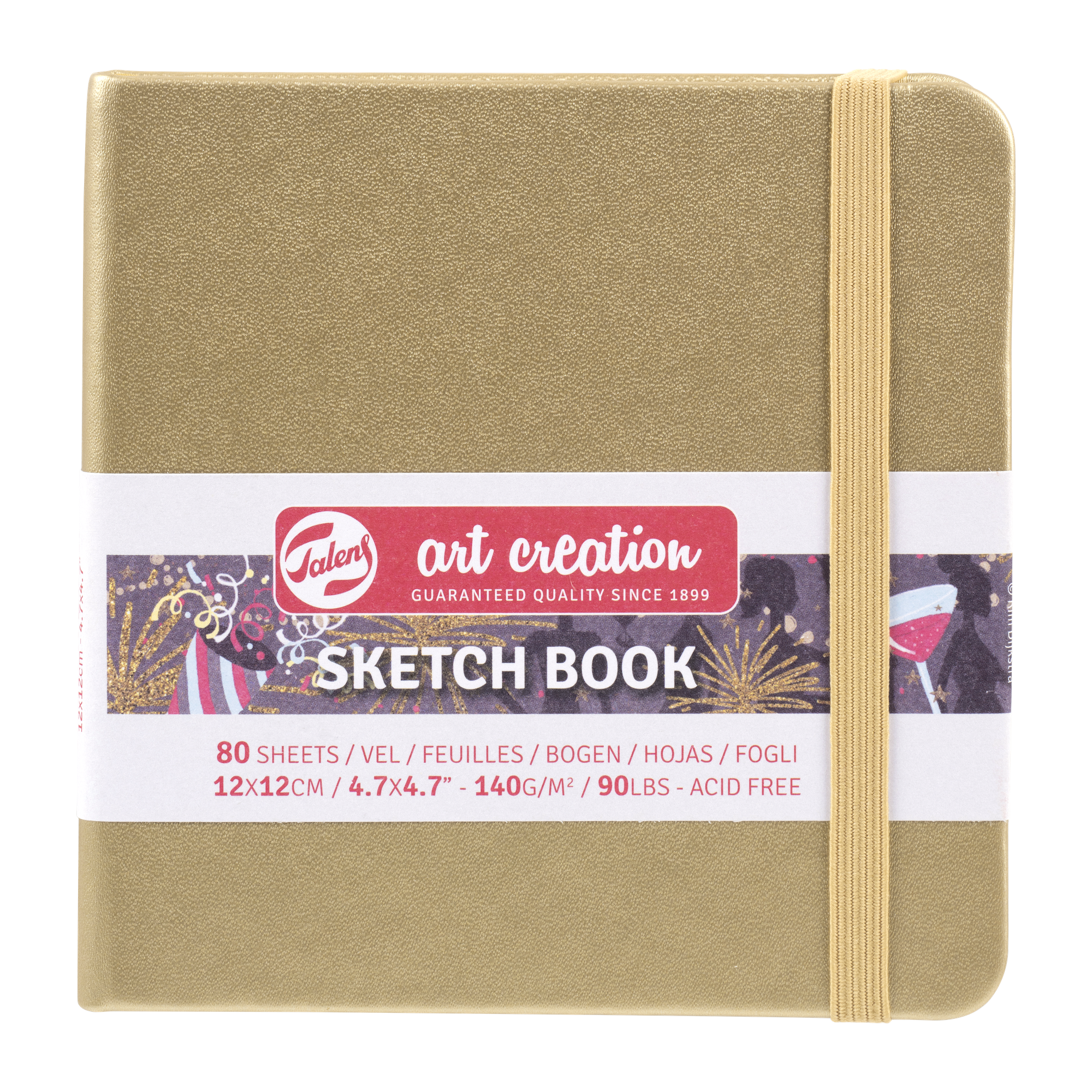 TALENSARTCREATION Cahier de Croquis Or Blanc 12 x 12 cm 140 g 80 Feuilles