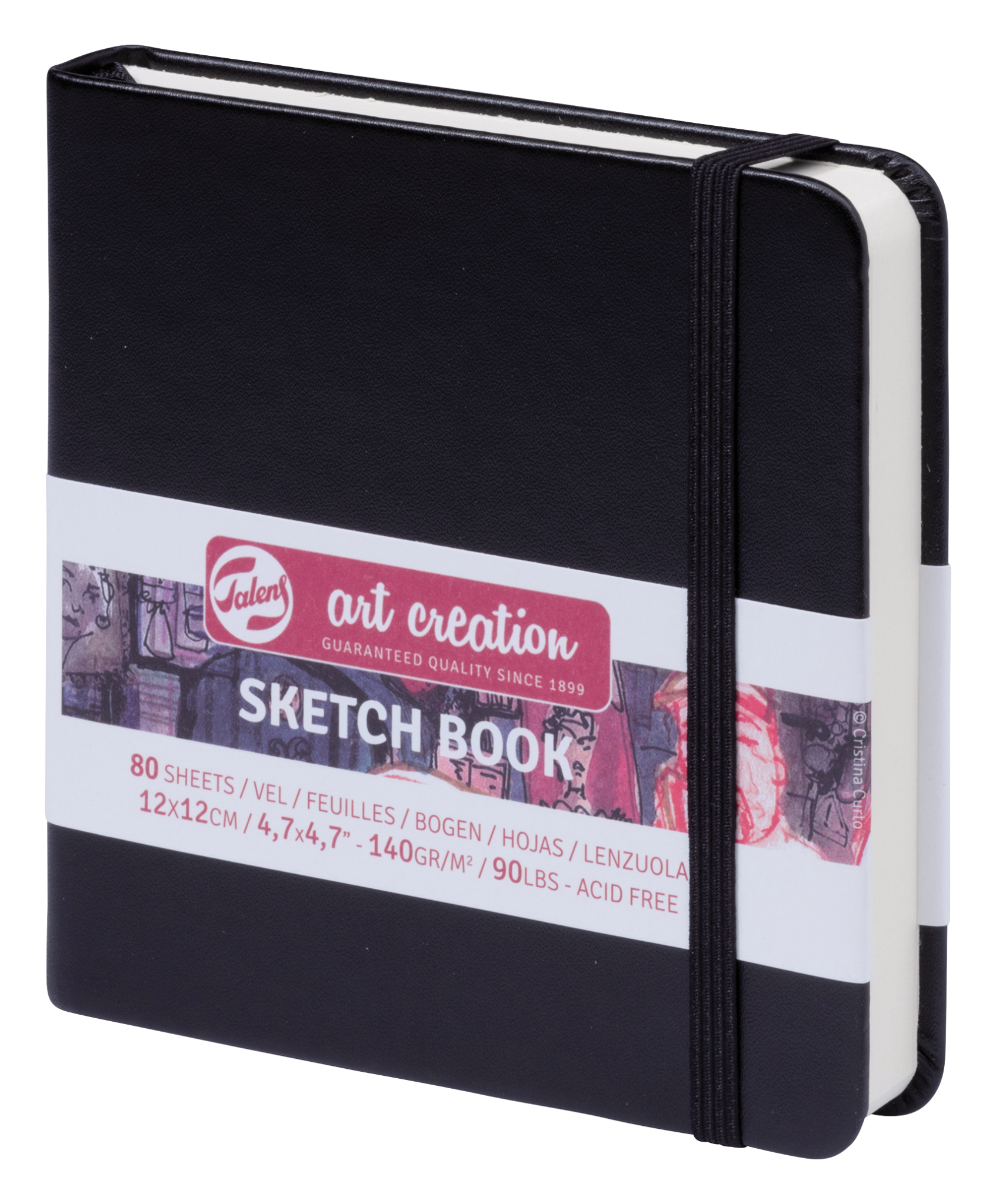 TALENSARTCREATION Cahier de Croquis Noir 12 x 12 cm 140 g 80 Feuilles