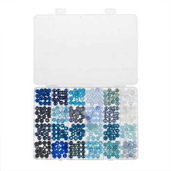 GLOREX Kit perles en verre bleu assortis 2024