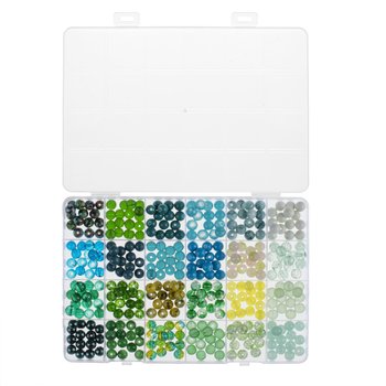 GLOREX Assorted turquoise/green glass beads kit