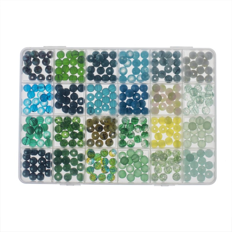 GLOREX Assorted turquoise/green glass beads kit